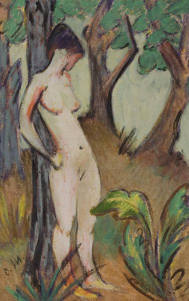 Standing Nude under Trees, Otto Mueller by Masterful Masters