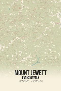 Vintage landkaart van Mount Jewett (Pennsylvania), USA. van Rezona