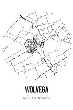 Wolvega (Fryslan) | Landkaart | Zwart-wit van MijnStadsPoster