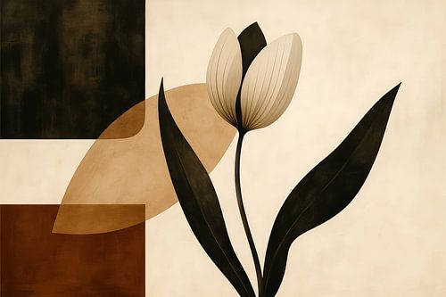 Geometrische tulp met lange bladeren