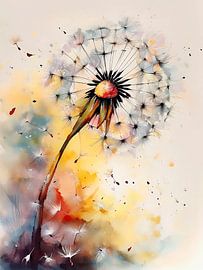 Blooming dandelion, warm colours by Studio Pieternel