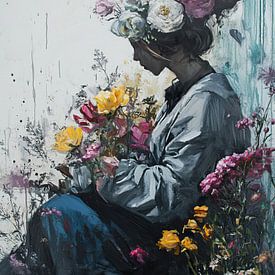Tableau de fleurs | Femme dans un jardin de fleurs sur La collection ARTEO