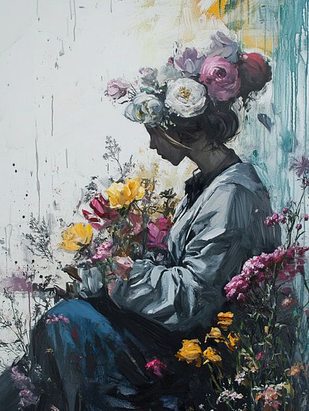 Flower painting | Woman in Flower Garden by ARTEO Paintings