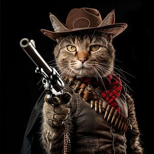 Cowboy-Katze mit Gewehr (Western)