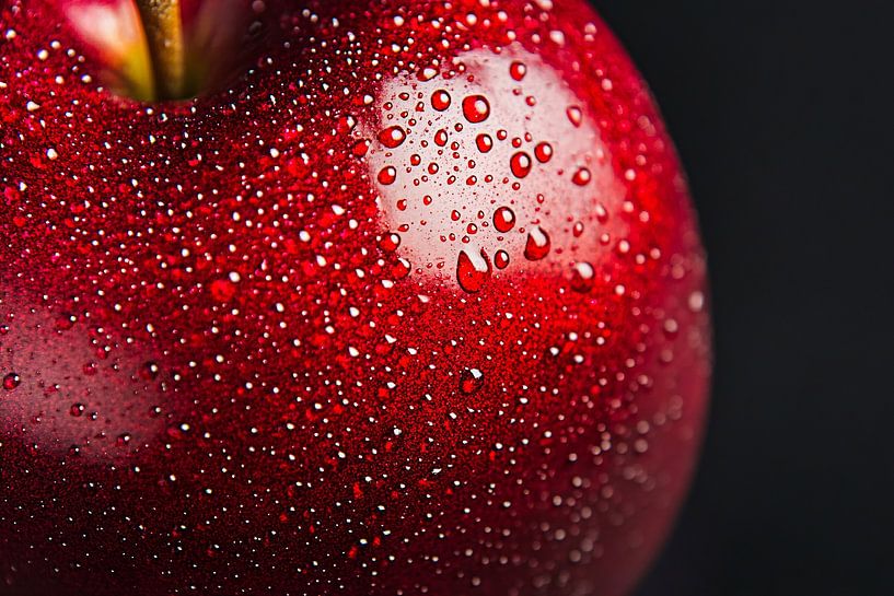 Roter Apfel Nahaufnahme mit Tropfen von Art & Soul Creations