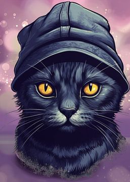 Zwarte kat van Bara Art051