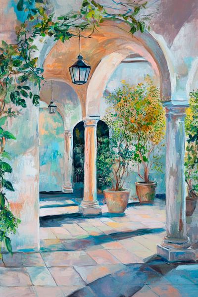 Innenhof mit Pflanzen von Poster Art Shop