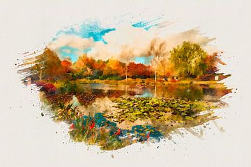 Seenlandschaft im Waterbrush Style von Dietmar Meinhardt