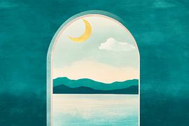 Vue sur l'eau à travers une arche sur Poster Art Shop