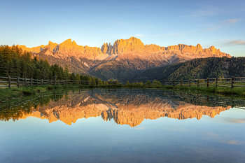 Alpenglühen am Rosengarten in Südtirol