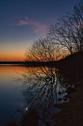 Jupiter en Venus samen aan het hemelgewelf