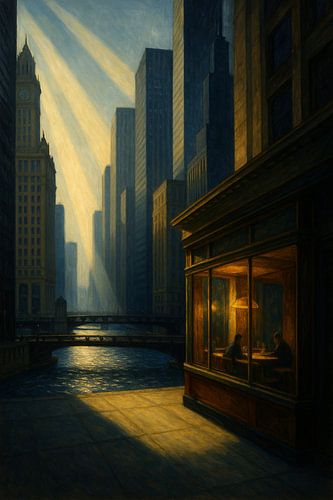 Ochtendlicht boven de Chicago River