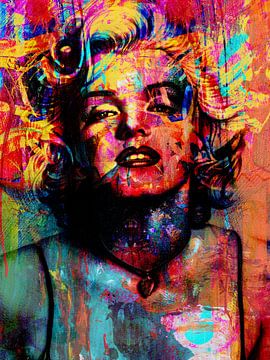 Digitale Foto Kunst - Marilyn Monroe / Portret / Vrouw / Abstract / Kleuren / Beroemd / Sexy van Art By Dominic