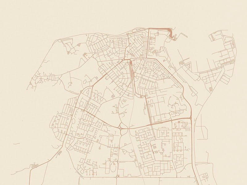 Kaart van Den Helder in Terracotta van De Kaartenwinkel