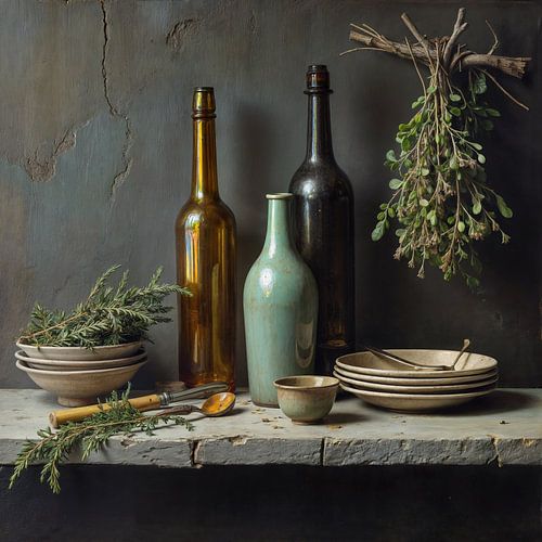 Stilleven met Flessen