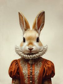 Portrait classique de lapin dans des tons chauds