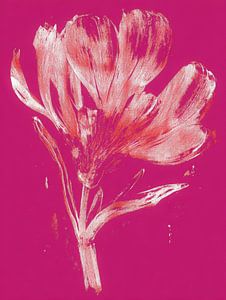 Leuchtend rosa Blume - moderne botanische Kunst mit lebendigem Ausdruck