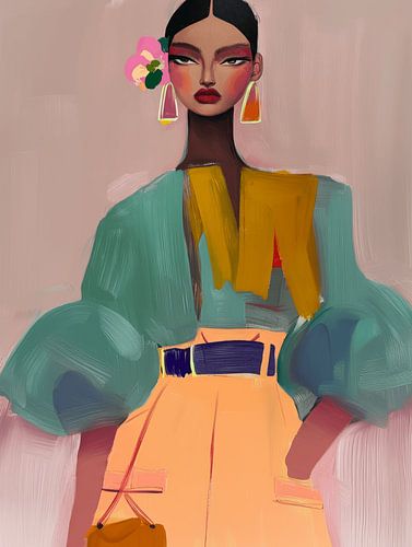 Modern en abstract portret met neon accenten