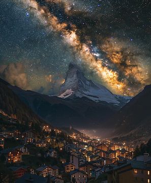 Zwitserse alpennacht: stralende sterren van fernlichtsicht