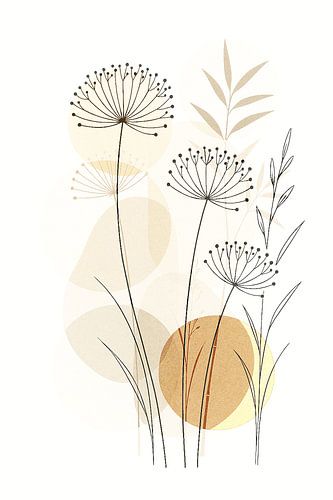 Paardenbloemen en grassen en bamboe