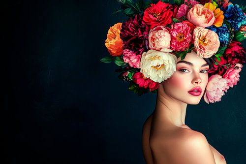 Vrouw met bloemrijke haaraccessoire