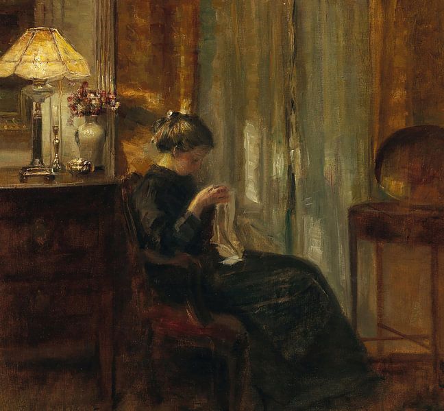 Sewing woman, Carl Holsøe by Masterful Masters