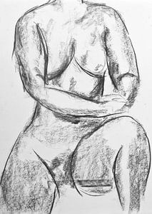 Modellzeichnung einer Frauenfigur.
