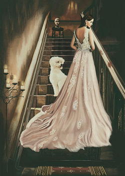 Dame auf der Treppe