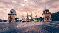 The beautiful green Liberty Bridge in Budapest