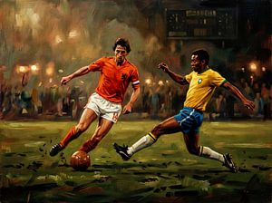 Fußballgemälde: Niederlande gegen Brasilien