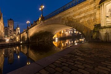 Belgie - Gent bij Nacht - Sint-Michielsbrug