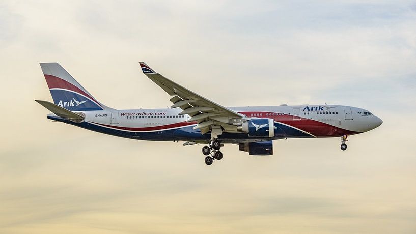 Landing Arik Air Airbus A330-200 passenger jet. by Jaap van den Berg