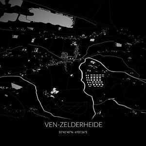 Schwarz-weiße Karte von Ven-Zelderheide, Limburg. von Rezona