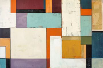 Kleurrijke abstracte geometrische rechthoeken kunstwerk van De Muurdecoratie