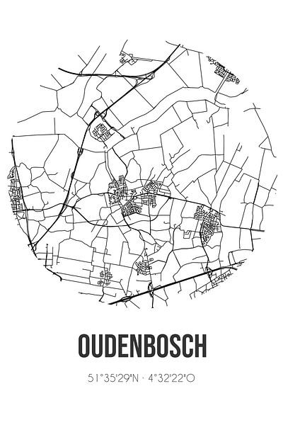 Oudenbosch (Noord-Brabant) | Map | Black and White by Prints of Place