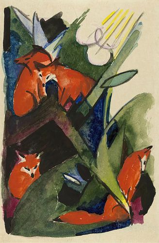 Vier vossen (1913) van Franz Marc