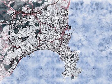 Kaart van Antibes in de stijl 'White Winter' van Maporia