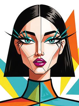 Portrait géométrique pop en gros plan