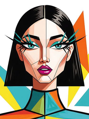 Nahaufnahme Geometrisches Pop-Mode-Porträt