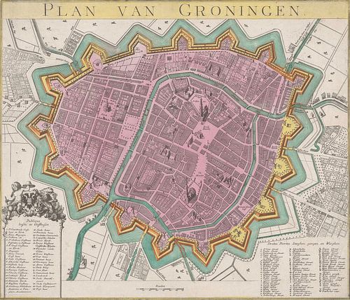 Carte historique de Groningue (vers 1650) - Ancien plan de la ville de Groningue