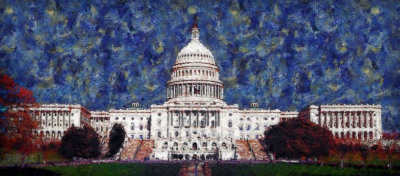 Das Kapitol in Washington (Kunst im Stil von Vincent van Gogh) von Art by Jeronimo