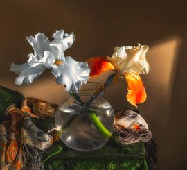 Still life with blooming irises
