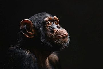 Detailed chimpanzee portrait with dark background by Imperial Art House