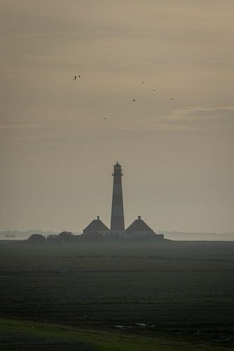 Vuurtoren Westerheversand op het gouden uur