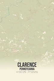 Vieille carte de Clarence (Pennsylvanie), USA. sur Affiches de lieux