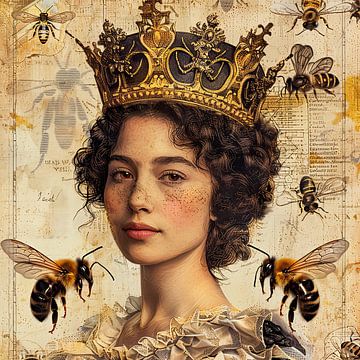 Collage de Bijenkoningin van Vlindertuin Art