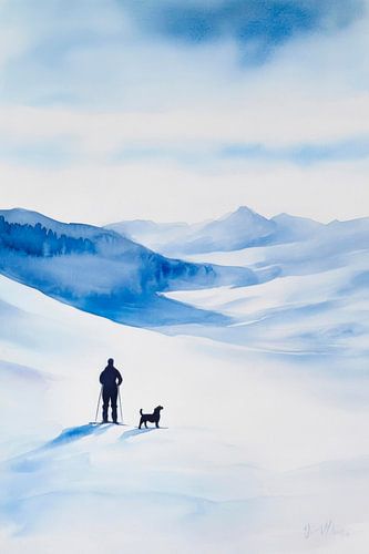 Winterstilte met een hond
