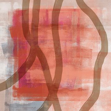 Art abstrait minimaliste moderne dans des tons chauds d'orange, de marron et de blanc sur Art minimaliste abstrait