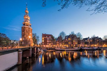 Montelbaan tower in the evening by Peter Bartelings