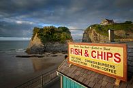 Fish and chips plate at dusk on the Newquay coast by Albert Brunsting thumbnail
